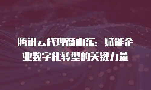 腾讯云代理商山东：赋能企业数字化转型的关键力量