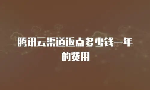 腾讯云渠道返点多少钱一年的费用