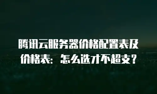 腾讯云服务器价格配置表及价格表：怎么选才不超支？