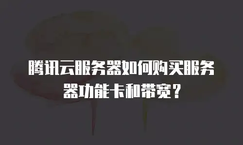 腾讯云服务器如何购买服务器功能卡和带宽？