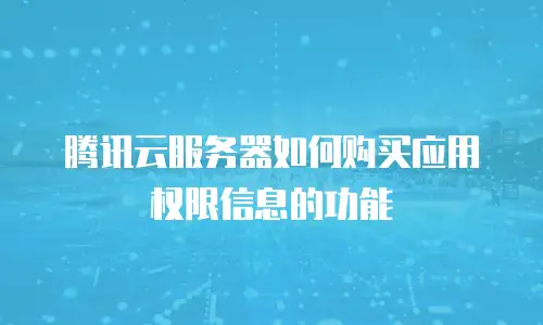 腾讯云服务器如何购买应用权限信息的功能