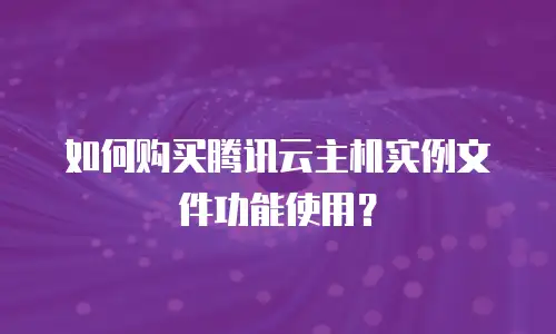 如何购买腾讯云主机实例文件功能使用？