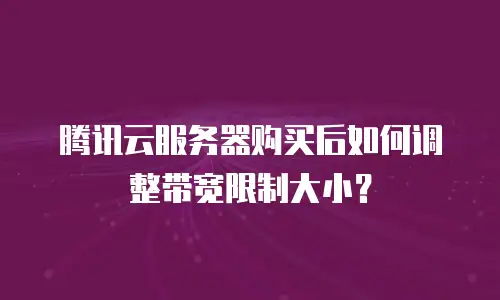 腾讯云服务器购买后如何调整带宽限制大小？