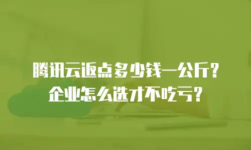 腾讯云返点多少钱一公斤？企业怎么选才不吃亏？