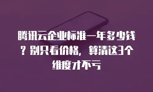 腾讯云企业标准一年多少钱？别只看价格，算清这3个维度才不亏