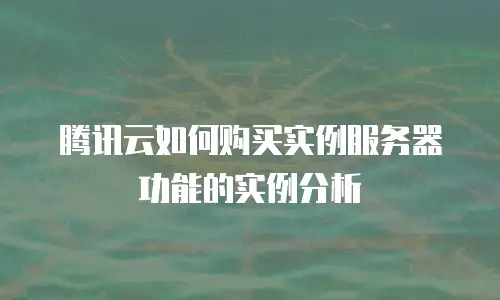 腾讯云如何购买实例服务器功能的实例分析