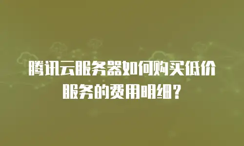 腾讯云服务器如何购买低价服务的费用明细？