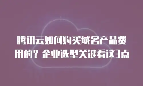 腾讯云如何购买域名产品费用的？企业选型关键看这3点