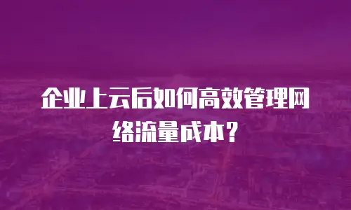 企业上云后如何高效管理网络流量成本？