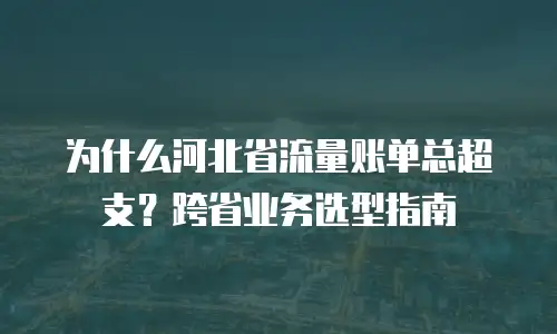 为什么河北省流量账单总超支？跨省业务选型指南