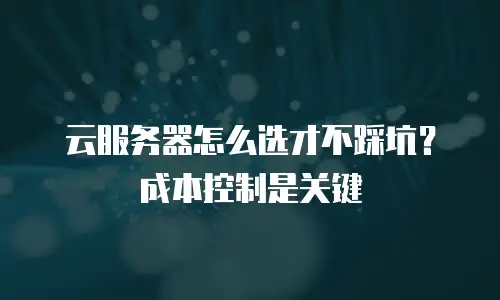云服务器怎么选才不踩坑？成本控制是关键