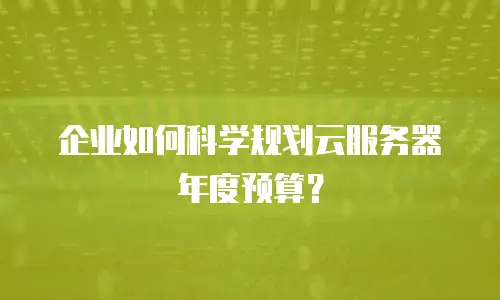 企业如何科学规划云服务器年度预算？