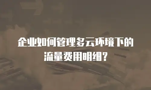 企业如何管理多云环境下的流量费用明细？