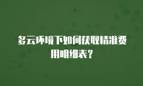 多云环境下如何获取精准费用明细表？