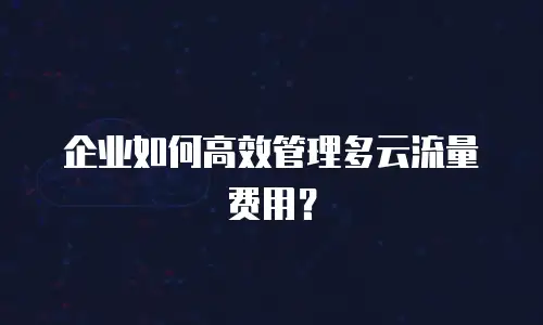 企业如何高效管理多云流量费用？