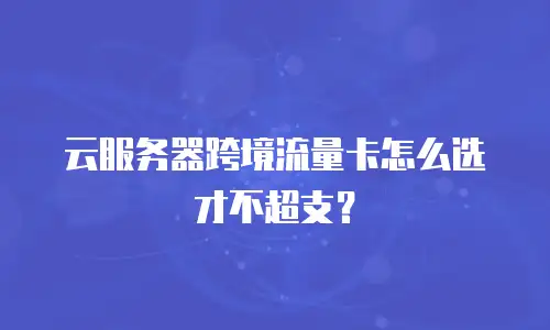云服务器跨境流量卡怎么选才不超支？