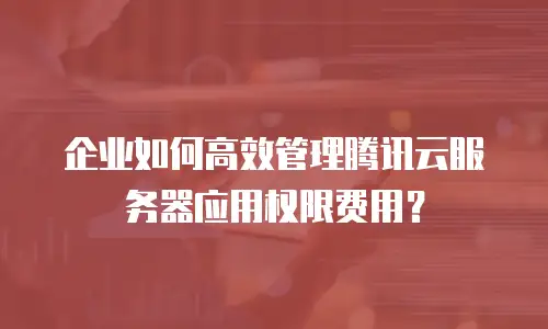企业如何高效管理腾讯云服务器应用权限费用？