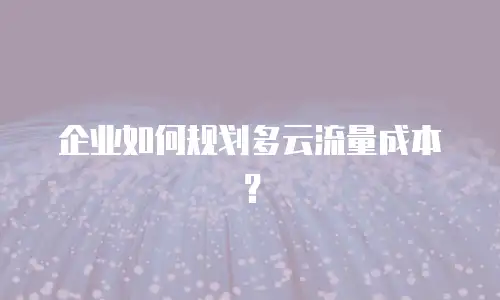 企业如何规划多云流量成本？