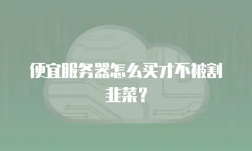 便宜服务器怎么买才不被割韭菜？