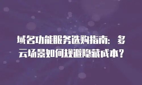域名功能服务选购指南：多云场景如何规避隐藏成本？
