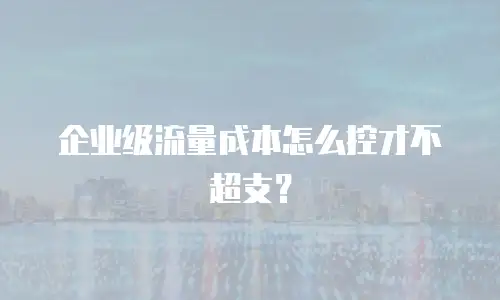 企业级流量成本怎么控才不超支？