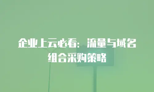 企业上云必看：流量与域名组合采购策略