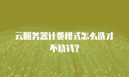 云服务器计费模式怎么选才不烧钱？