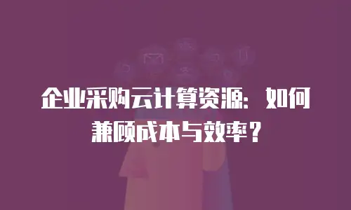 企业采购云计算资源：如何兼顾成本与效率？