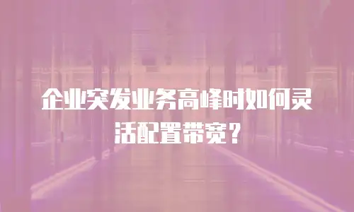 企业突发业务高峰时如何灵活配置带宽？