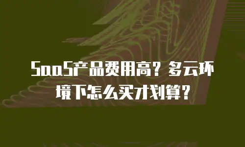 SaaS产品费用高？多云环境下怎么买才划算？