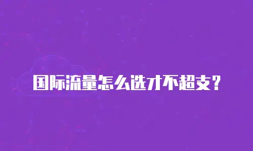 国际流量怎么选才不超支？