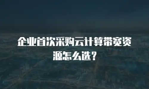 企业首次采购云计算带宽资源怎么选？