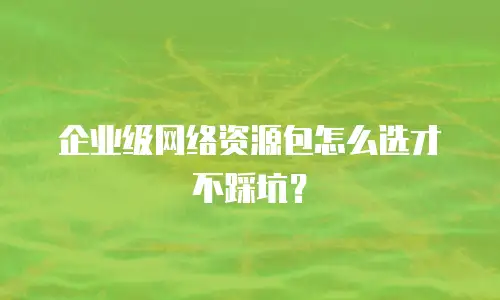 企业级网络资源包怎么选才不踩坑？