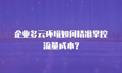 企业多云环境如何精准掌控流量成本？