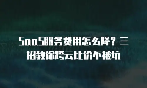 SaaS服务费用怎么降？三招教你跨云比价不被坑