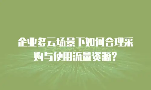 企业多云场景下如何合理采购与使用流量资源？