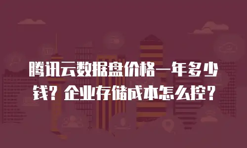 腾讯云数据盘价格一年多少钱？企业存储成本怎么控？