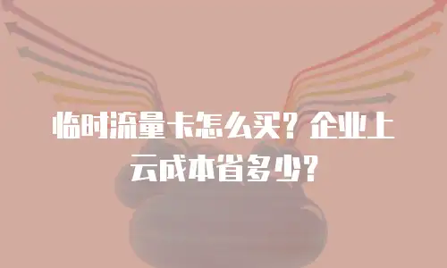 临时流量卡怎么买？企业上云成本省多少？