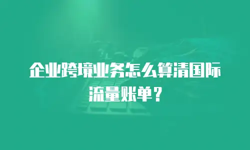 企业跨境业务怎么算清国际流量账单？