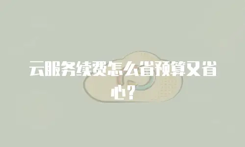 云服务续费怎么省预算又省心？