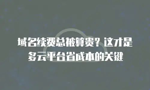 域名续费总被算贵？这才是多云平台省成本的关键