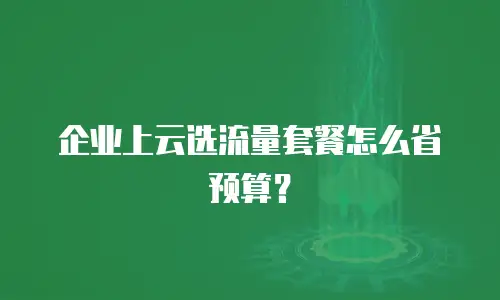 企业上云选流量套餐怎么省预算？