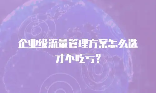 企业级流量管理方案怎么选才不吃亏？