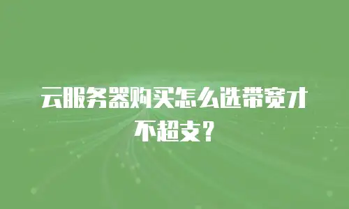 云服务器购买怎么选带宽才不超支？