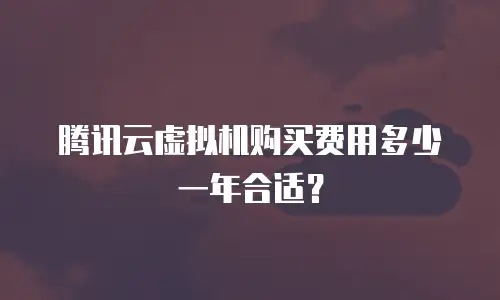 腾讯云虚拟机购买费用多少一年合适？