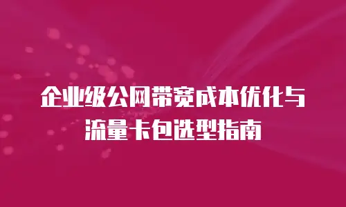 企业级公网带宽成本优化与流量卡包选型指南