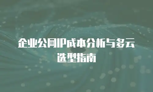 企业公网IP成本分析与多云选型指南