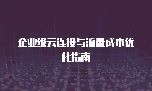 企业级云连接与流量成本优化指南