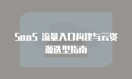 SaaS 流量入口构建与云资源选型指南