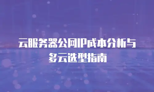 云服务器公网IP成本分析与多云选型指南